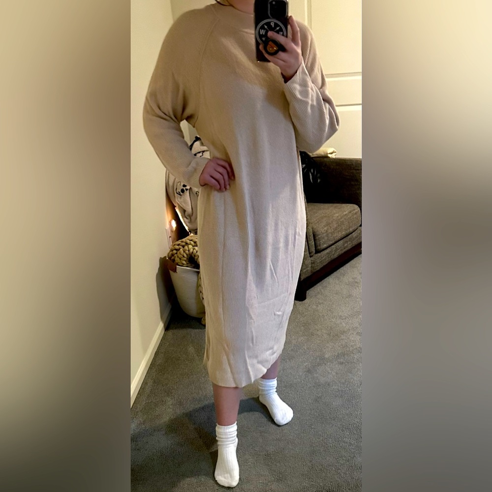 Free People Beach Midi Knit Dress Cream Size XS